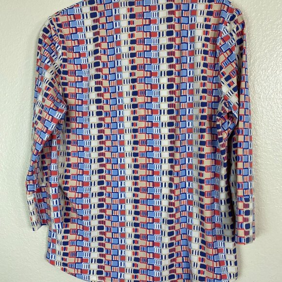 J. McLaughlin Women Button Up Shirt Top Size Small Boho Geometric Catalina Cloth - Picture 2 of 12